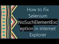 How to Fix Selenium NoSuchElementException in Internet Explorer