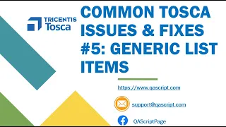 Tosca Tutorial Lesson 142 - Common Problems Fixes Desktop Application Generic List Items