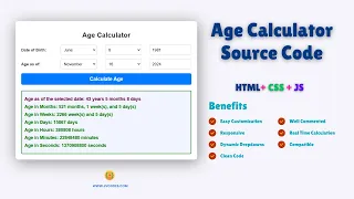 How to Create an Age Calculator Using HTML CSS and JavaScript Free Source Code