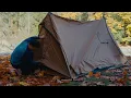Camping Alone With My Dog by a Wild River | Cozy Hot Tent on a Cold Night