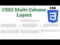 Multi-Column Layout in CSS CSS3 Tutorial - 6 Multi-Column Layout