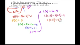 Linear Approximation Example Problem 1 - AP Calculus