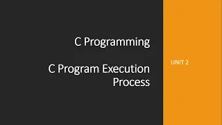 C Programming C Program Execution Process