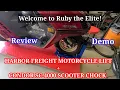 Condor SCC-4000 scooter chock combo with Harbor Freight motorcycle lift demo and test