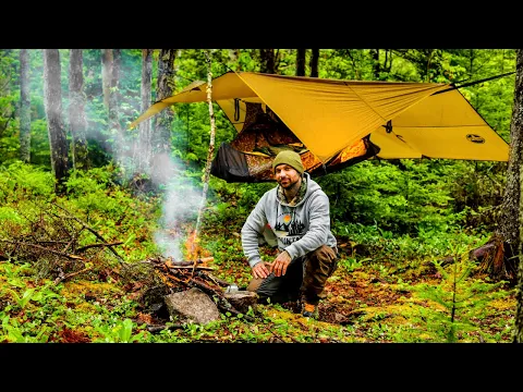 Download MP3 Camping In Rain With Flay Lay Hammock Tent - Solo Overnight Camping