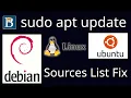 Fix sources list Ubuntu Debian apt update not working