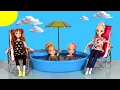 Lagu Park pool fun ! Elsa \u0026 Anna toddlers - water fun - Barbie dolls