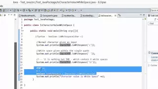 Java Tutorial - isWhiteSpace method to find if the character is a WHITESPACE