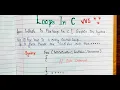 For loop in c loops in programing Easy explanation handwritten notes c programing