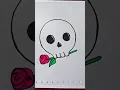 Skull with rose in mouth Drawing