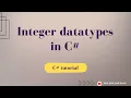 C integer type C Tutorial
