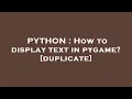 PYTHON How to display text in pygame