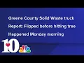 Greene Co Solid Waste truck driver dead Monday morning after vehicle rolled and crashed into tree