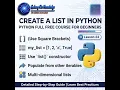 Create a List in Python Python Full Free Course for Beginners Lesson 24