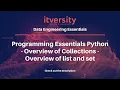 Programming Essentials Python - Overview of Collections