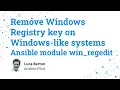 Remove Windows Registry path or key on Windows-like systems - Ansible module win