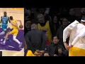 LeBron and Anthony Davis in sync reaction to Austin Reaves behind the back layup