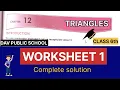 DAV class 6th Maths Chapter 12 Triangle Worksheet 1 solved