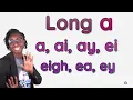 Long a a ai ay ei eigh ea ey