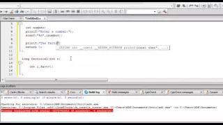 C programming tutorial to find factorial using function