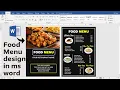 Food Menu design using ms word Ready to Print How to make Restaurant Menu Card Design ms word