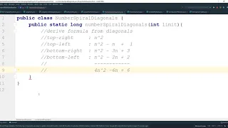 Project Euler problem 28 Java Number spiral diagonals
