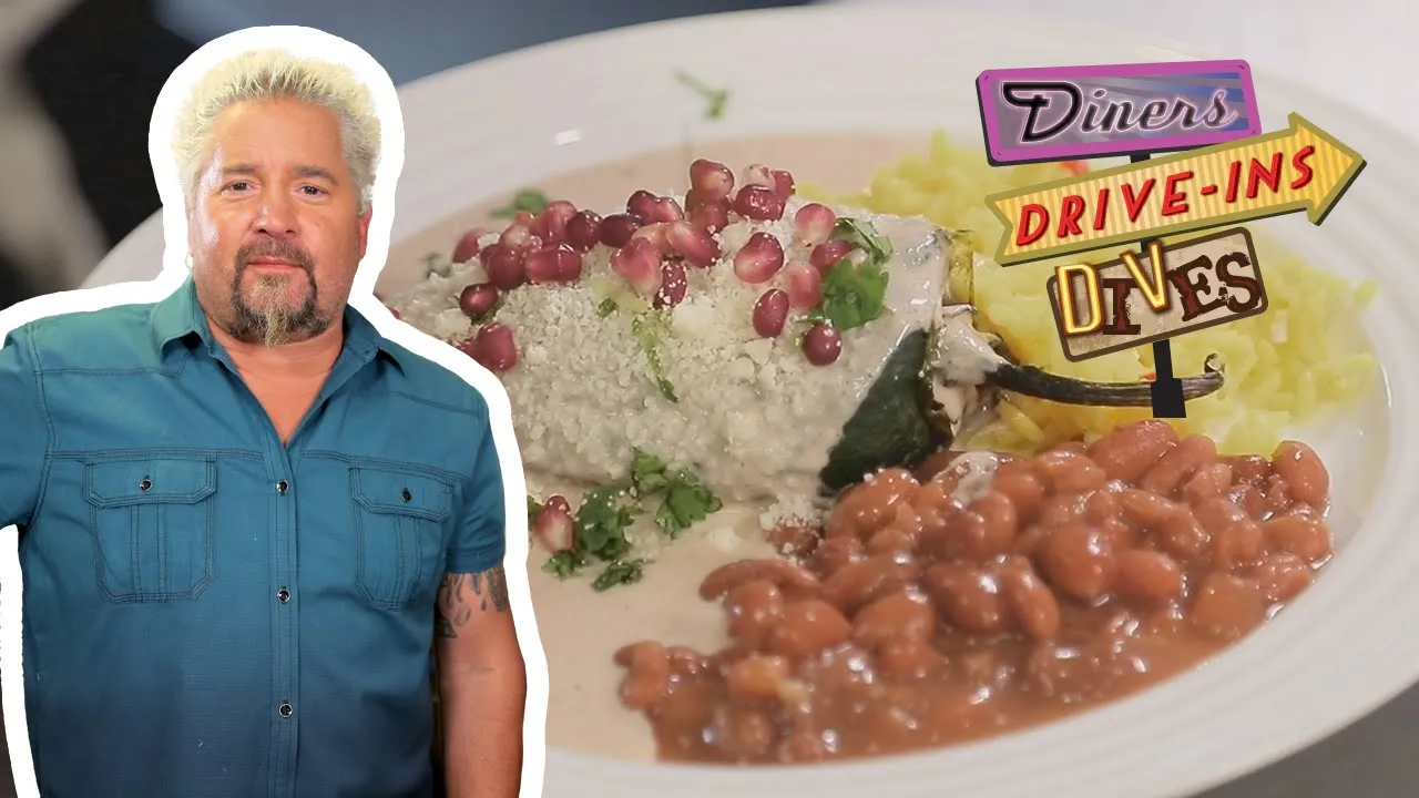 Guy Fieri Eats Chile Relleno en Nogada in New Mexico   Diners, Drive-Ins and Dives   Food Network