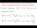 Matrix representation of the fully implicit method for the diffusion equation with Newmann boundary