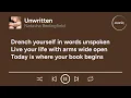 Natasha Bedingfield - Unwritten (Lyrics) | "Feel the rain on your skin"