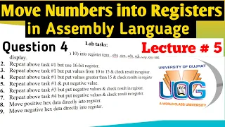 Move numbers into Registers in Assembly Language Lec 5 Question 4 Assembly Language Lab Tasks