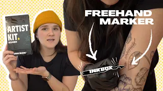 Giving Myself a Temporary Tattoo Half Sleeve again Inkbox Freehand MARKER Review