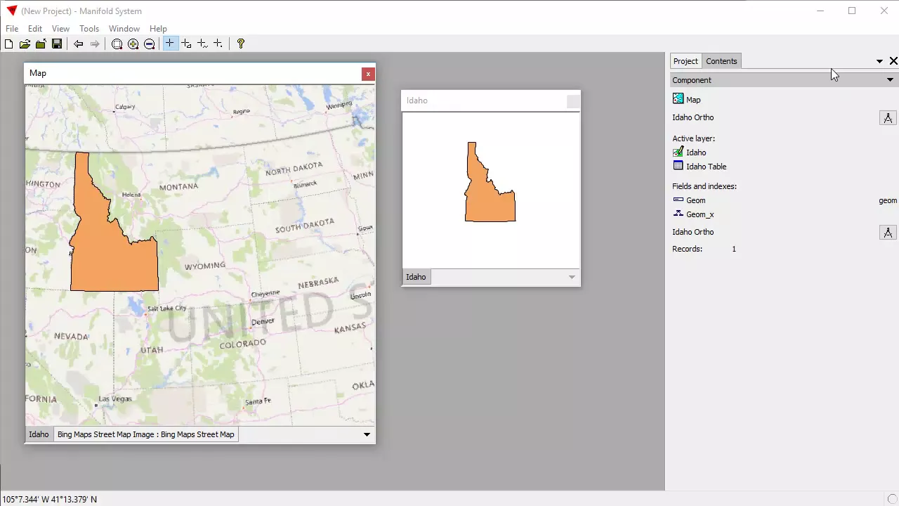 Manifold 9 / Viewer - Re-project a Shapefile