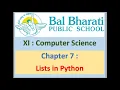 XI Computer Science Chapter 7 Lists in Python Part 21