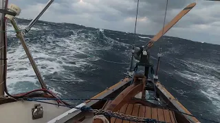 Sailing In a Gale, Westsail 32, North Atlantic Ocean