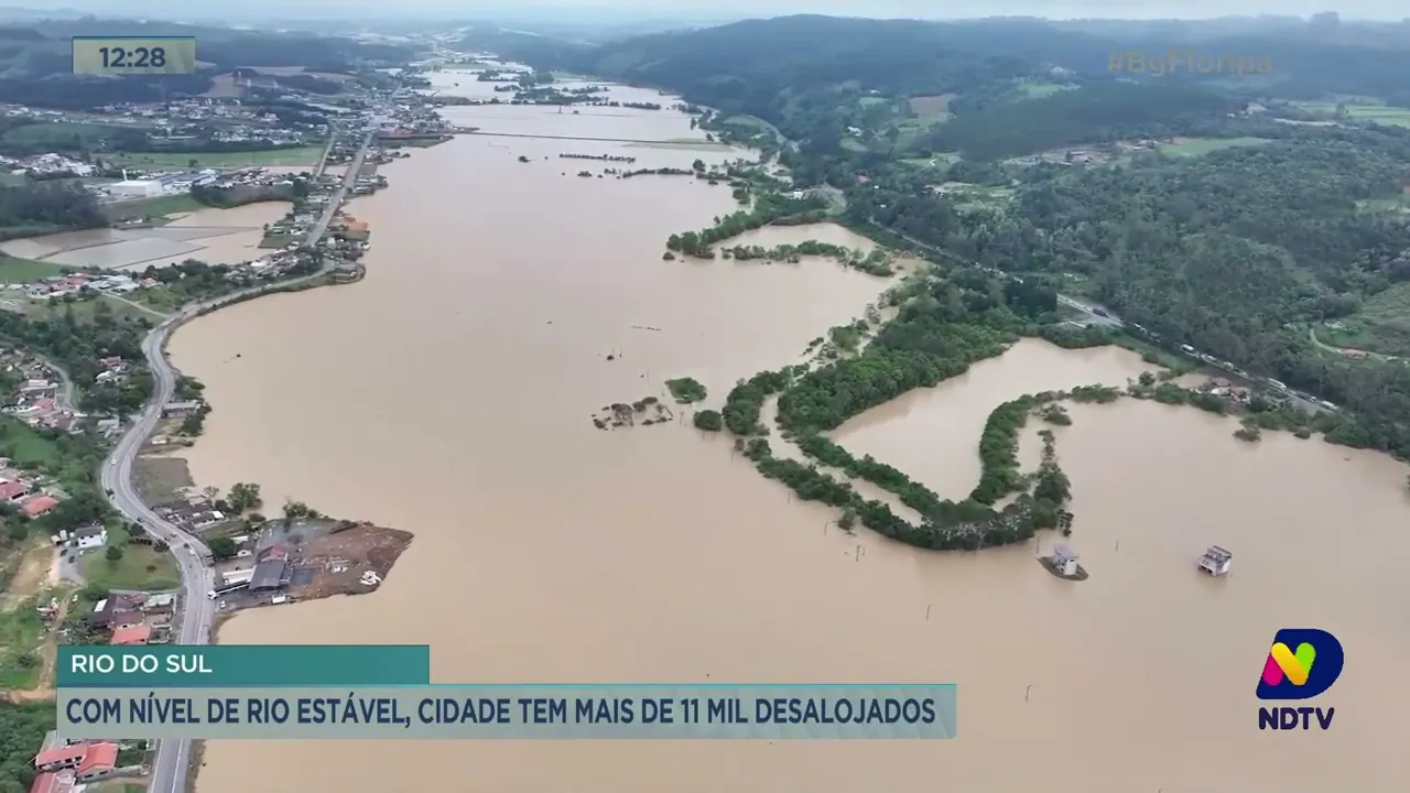 Rio do Sul: com nível de rio estável, cidade tem mais de 11 mil desalojados