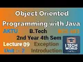 OOPs with Java Unit 2 Lec 09 Exception Handling Introduction Type etc B Tech AKTU 2 Year