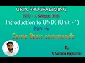 UNIX Programming Part - 6 Introduction to UNIX Some Basic Commands in UNIX