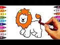 How to Draw and Color Lion Coloring Page for Children Colouring Animals Art Colours for Kids