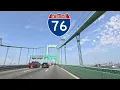Driving Walt Whitman Bridge Interstate 76 from Gloucester City NJ to Philadelphia PA