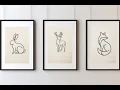 Minimalist Animal Line Art - Fox Deer Rabbit Wall Art Modern Nursery Home Decor