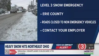 Erie County upgrades to Level 3 snow emergency Roadways are closed to all non-emergency travel