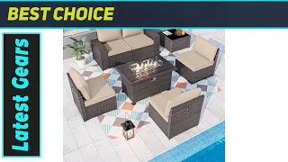 Alaulm 7-Piece Outdoor Sectional With Fire Pit - Best Patio Set for All Seasons