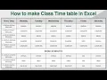 How to Create Time Table for Any Class in Ms Excel How to make timetable in Excel