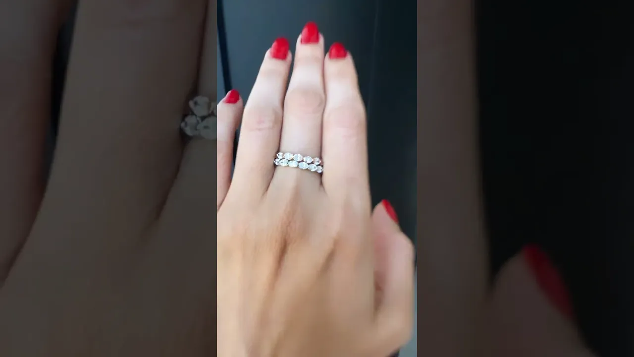 14K Gold Oval Cut Three Quarter Way Eternity East West Floating Set Lab Grown Diamond Wedding Band Ring