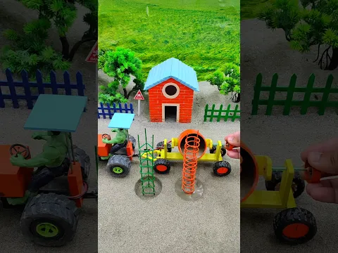 😱 Real Working Mini Tractor Making Cement Pillar | Amazing DIY Construction Machine 🚜 #shorts