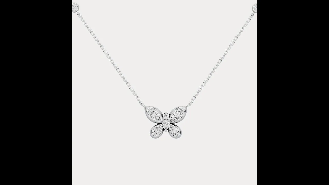 1.2CTW Lab-Grown Diamond Butterfly Pendant Necklace in Sterling Silver