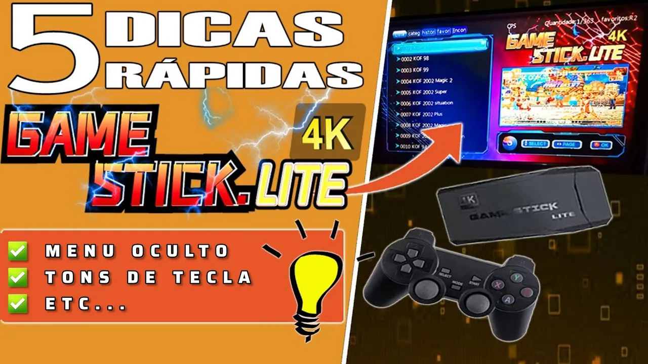 CINCO DICAS RÁPIDAS SOBRE O MENU DO GAME STICK 4K LITE