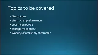 Basic concepts of Rheology Oscillatory