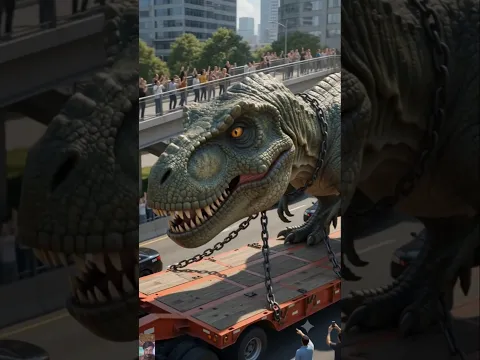 Big Dinosor transport by Truck #cat #cute #dinosaur #shorts