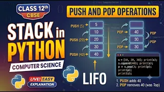 Class 12 Computer Science Stack in Python Push Pop Operations CBSE 2026